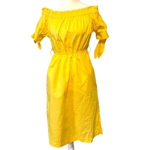 J. Crew Women's Yellow Cotton Off the Shoulder Dress in Size 4P